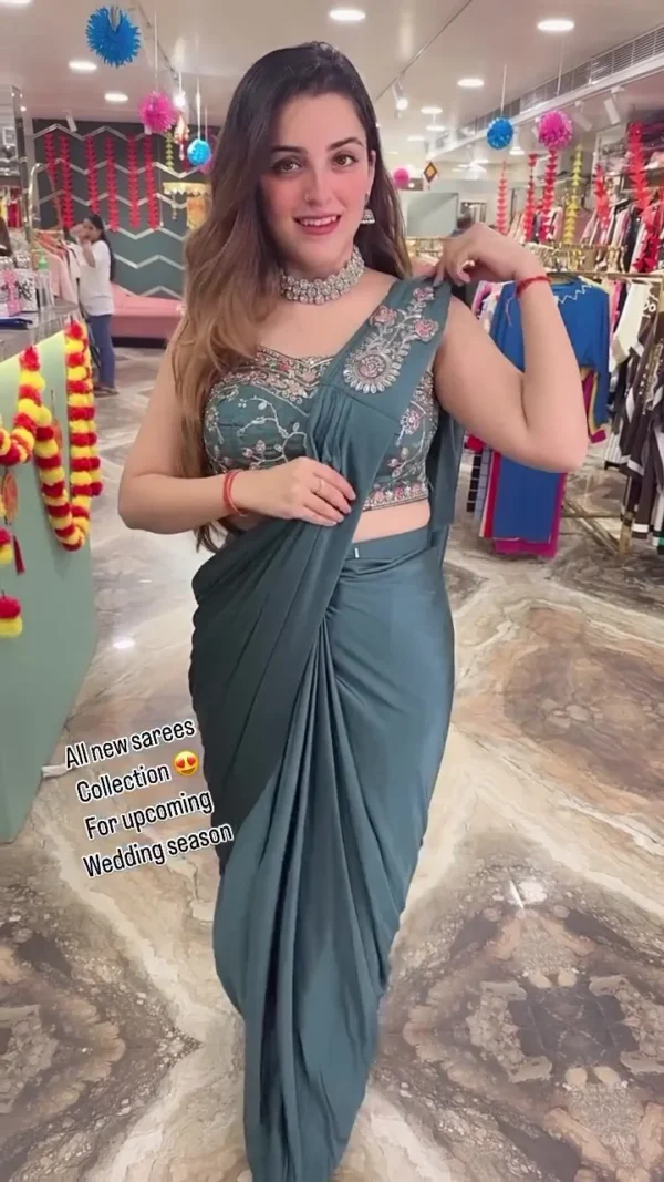 New Superhit Trending Indo-western Ready To Wear Saree With Fully Embroidered Koti On Rangoli Fabric With Stitch Blouse