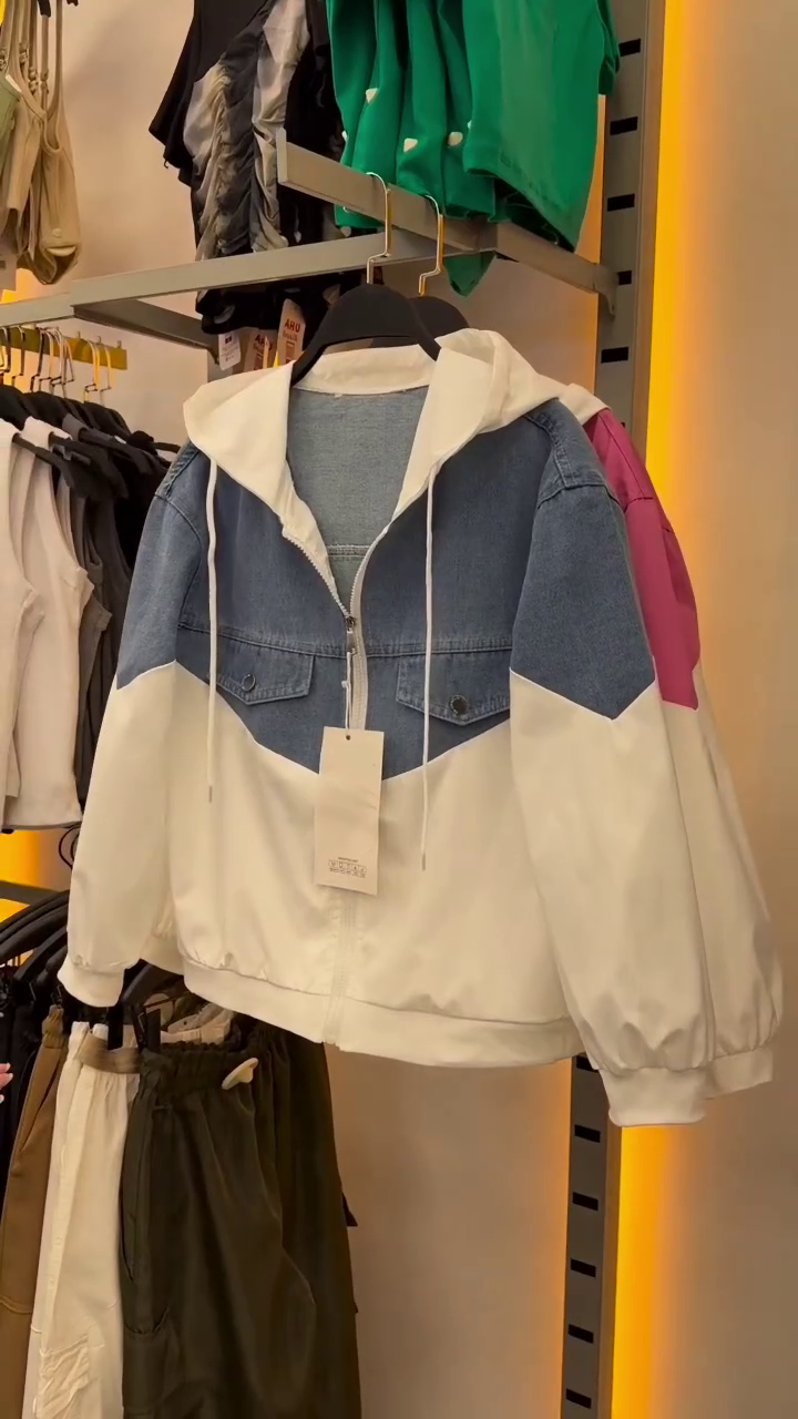 denim & nylon hybrid hoodie jacket streetwear edition denim & nylon hybrid hoodie jacket streetwear edition