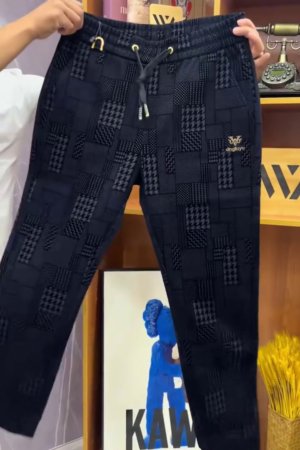 navy patterned pants