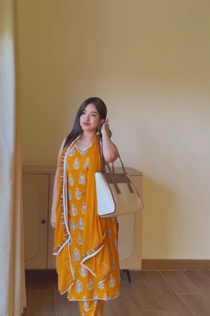 elegant women's skin color anarkali suit