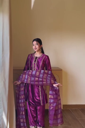 elegant women's skin color anarkali suit