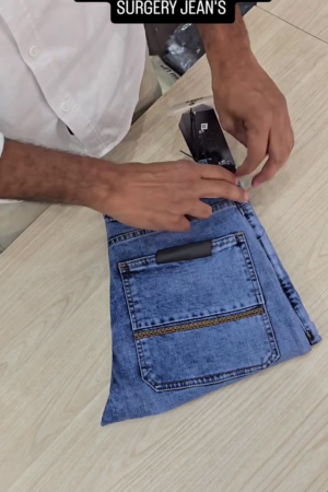 men’s black denim jeans with chain accented back pocket