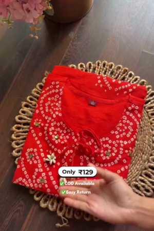 women's red long kurti with palazzo & dupatta set