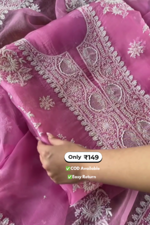 stylish women's long round kurti with delicate embroidery work and palazzo set