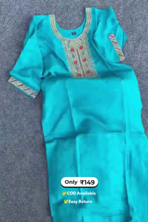 elegant women's sky blue kurta sets with contrast dupatta
