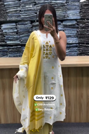 women's white kurta set with pocket