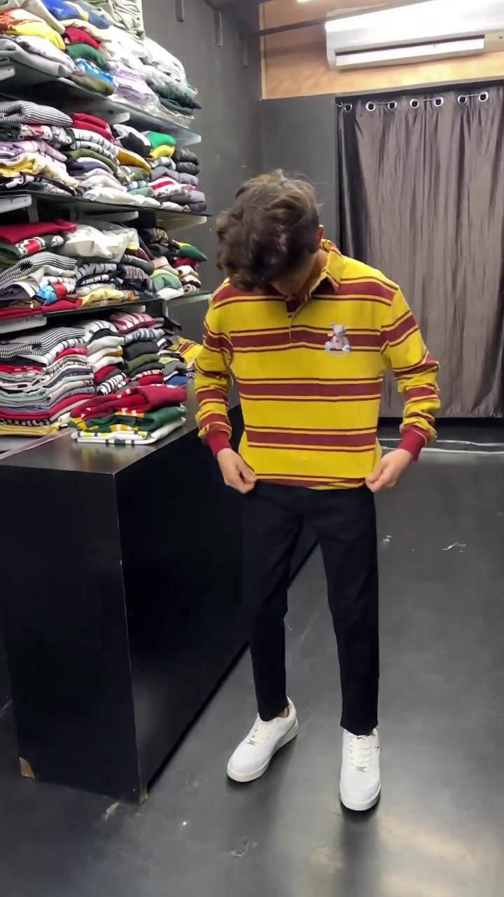 auto stripes yellow red full sleeve polo t shirt auto stripes yellow red full sleeve polo t shirt
