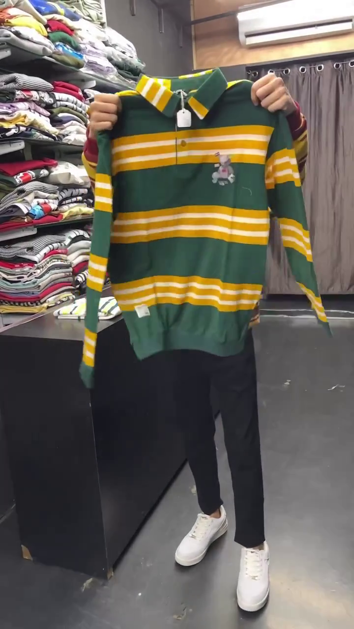 auto stripes yellow red full sleeve polo t shirt auto stripes yellow red full sleeve polo t shirt