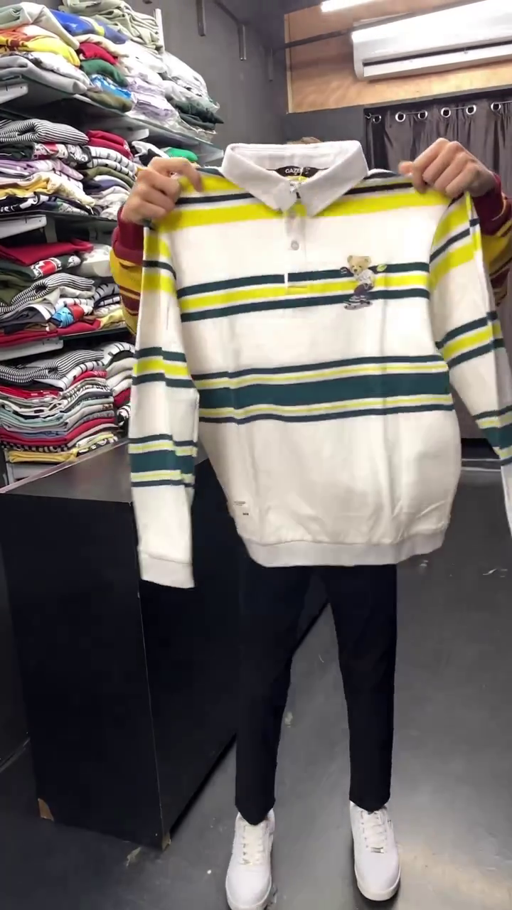 auto stripes yellow red full sleeve polo t shirt auto stripes yellow red full sleeve polo t shirt