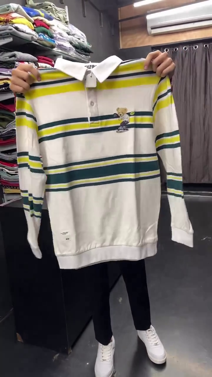 auto stripes yellow red full sleeve polo t shirt auto stripes yellow red full sleeve polo t shirt