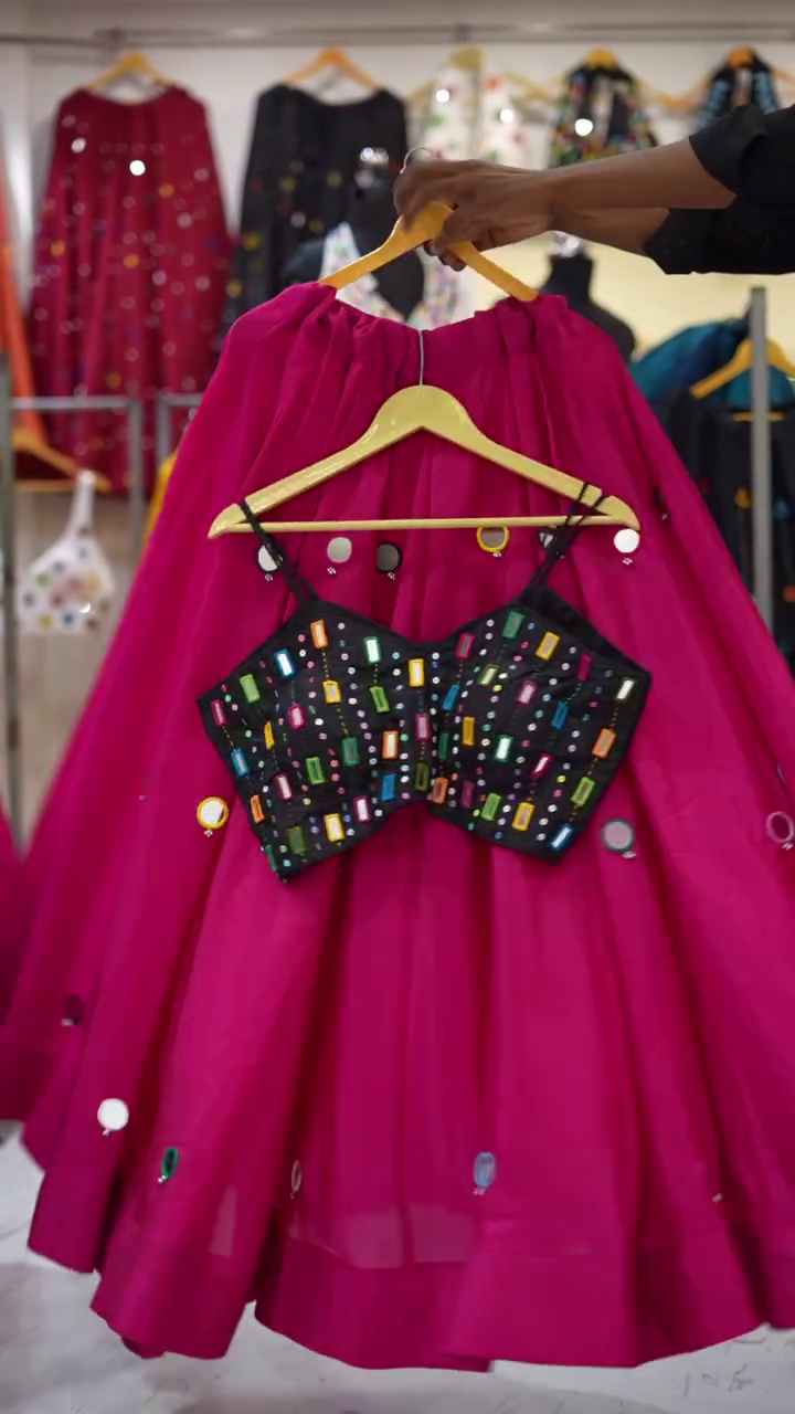 Black And Pink Embroidered Thread Work Sleeveless Ready to Wear Lehenga Choli - Image 8