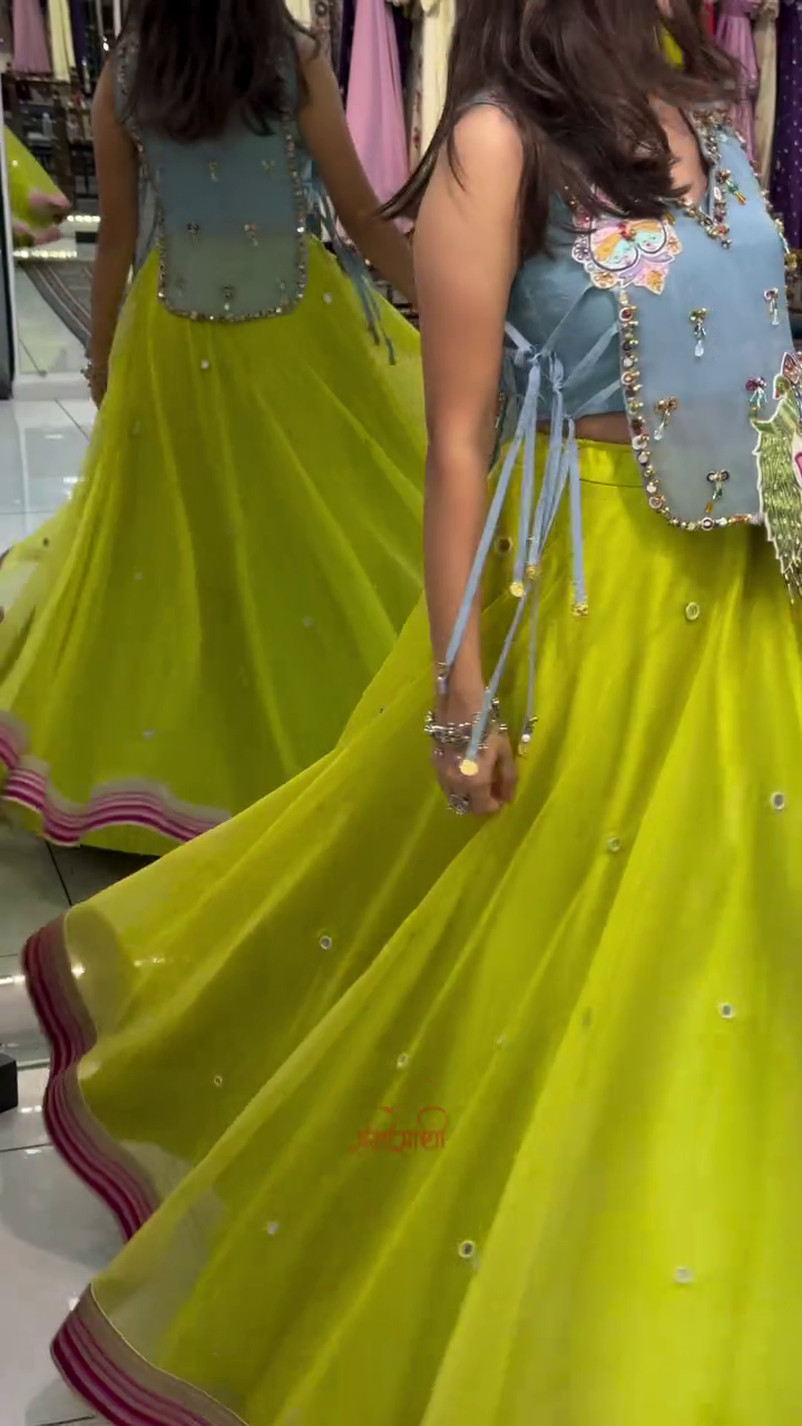 Embroidered Sleeveless Navratri Chaniya Choli Set - Image 10