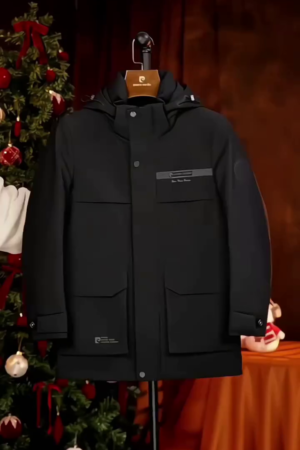 Pierre Cardin Men’s Black Down Jacket – Premium Warmth with Timeless Elegance